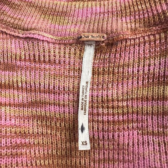 NEW Free People Boho Tie-Front Ribbed Crop Top in Pink, Multi Colour- Size XS - Picture 13 of 15